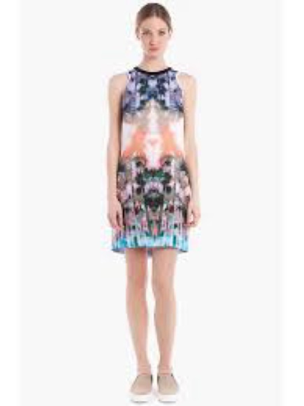 Sandro Multicolor Shift Dress in Paris Rio Palm Tree design US Sz 6/Med